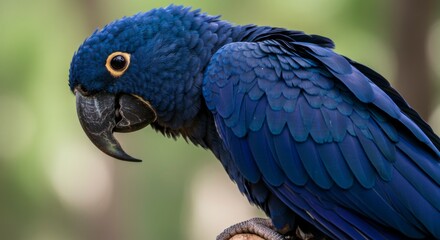 Obraz premium Close-up of a vibrant blue parrot