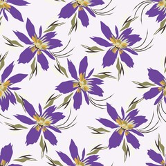Vintage floral seamless pattern. Trendy painted flower background. Repeating floral patter
