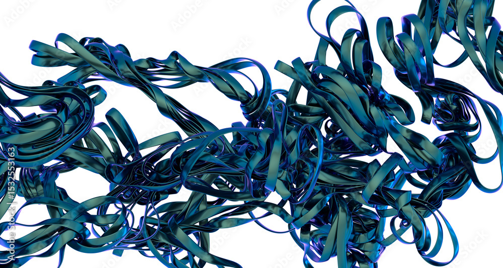 Poster intricate, swirling teal ribbons create a dynamic abstract background. perfect for design projects n