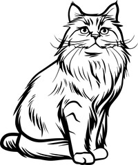 Cute sitting cat vector illustration in flat cartoon style