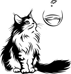 Cute cat vector illustration in flat design style