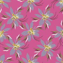 Vintage floral seamless pattern. Trendy painted flower background. Repeating floral patter
