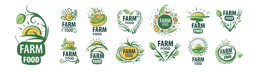 A set of icons for farm products. Hand-drawn vector illustration © butenkow