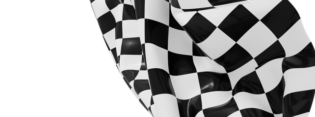 Black and white checkered racing flag, dramatically draped. Perfect for sports, competition, or...
