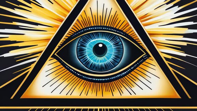 video of All-Seeing Eye, an Illuminati symbol within a triangle surrounded by rays of light, designed as a tattoo