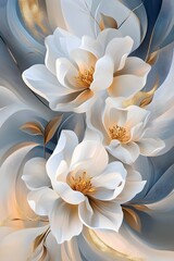 Elegant white magnolia blossom abstract art