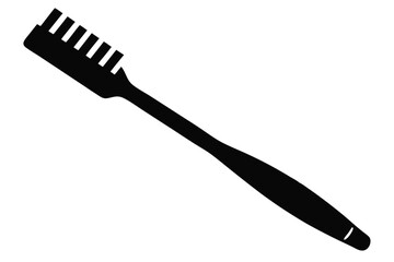 Black and white illustration of a single toothbrush icon, healthcare and hygiene concept