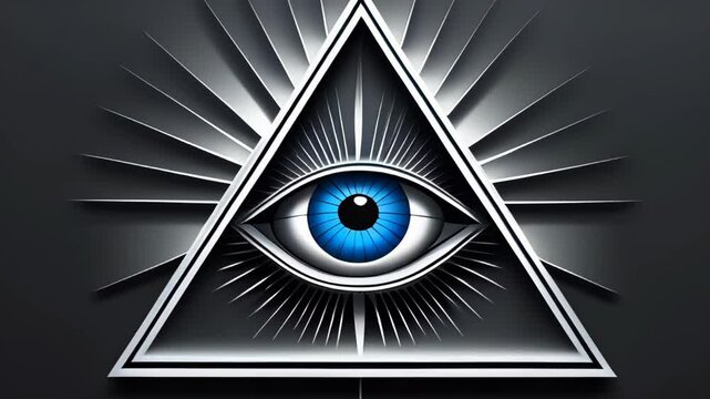 video of All-Seeing Eye, an Illuminati symbol within a triangle surrounded by rays of light, designed as a tattoo