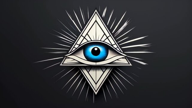 video of All-Seeing Eye, an Illuminati symbol within a triangle surrounded by rays of light, designed as a tattoo