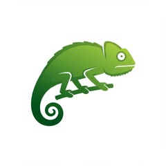 Obraz premium Green Chameleon Illustration on White Background