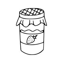vintage style strawberry jam jar outline