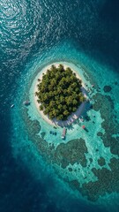 Tropical island surrounded by turquoise waters