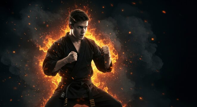 Martial Arts Master in Fiery Stance
