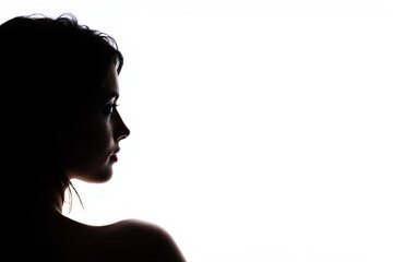 Silhouette of a woman on white background