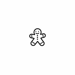 Gingerbread man cookie illustration in minimalist black and white style  