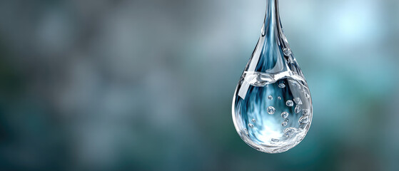 Raindrop capture water droplet reflections blue liquid environment cool transparent tear in nature wet and shiny viewpoint perfect for water lovers