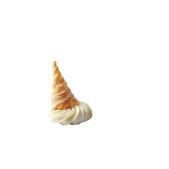 Obraz premium Delicious Cream Puff Pastry Cone with Whipped Cream Topping