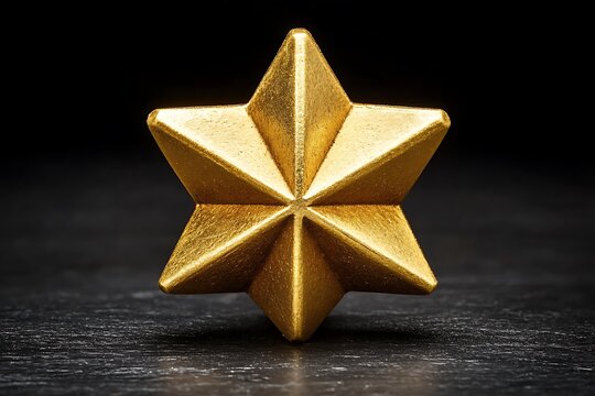 Golden star on dark background