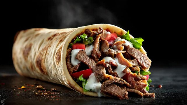 Sliced Meat and Vegetable Wrap with Creamy Sauce