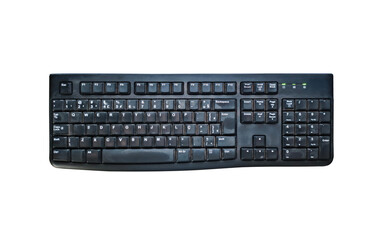 Old black computer keyboard with visible dirt and wear