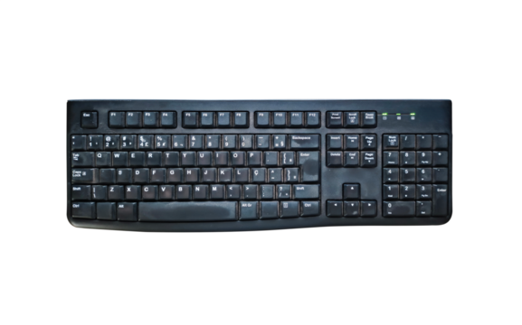 Old black computer keyboard with visible dirt and wear