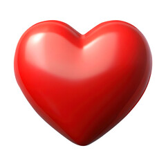 red heart 3d render icon in cartoon plastic style minimal isolated on transparent white background png, clipping path