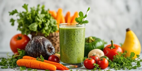 Fresh Green Smoothie Boosting Health