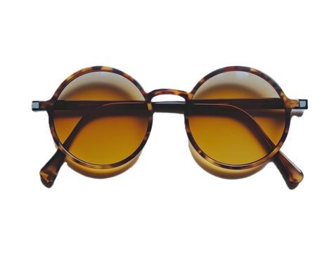 A pair of vintage round sunglasses white background removed, isolated subject, transparent background, vector style, clean cutout, PNG format look - Powered by Adobe