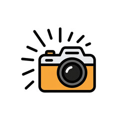 A yellow camera with flash illustration on white background