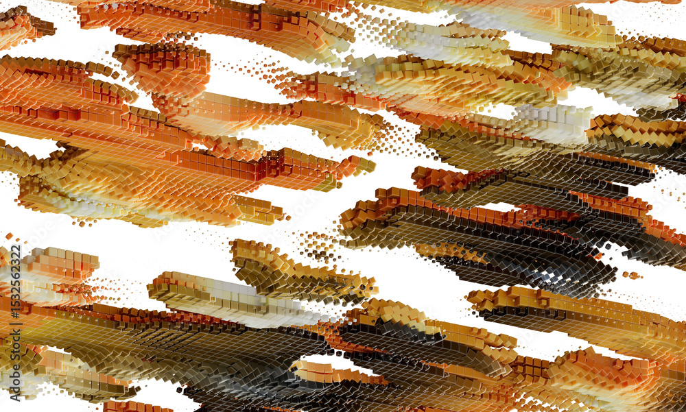 Poster digital art of colorful cubes forming abstract shapes. perfect for tech, design, and modern themes.