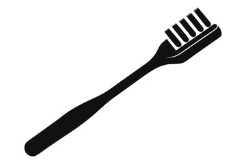 Simple Black Toothbrush Graphic With Bristles and Handle Isolated for Dental Health