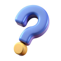 Naklejka premium 3D Rendered Question Mark with Blue and Yellow Colors on transparent Background