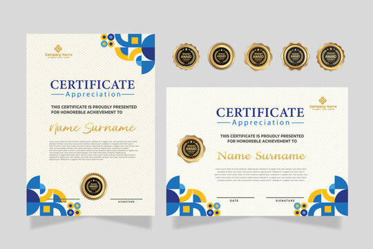 Modern Certificate Template with Colorful Abstract Design Illustration