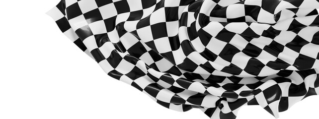 High-resolution image of a black and white checkered flag, perfect for backgrounds or design...