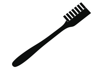 Graphic Image of Simple Black Toothbrush with Angled Head and Handle for Personal Hygiene