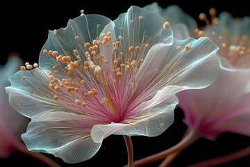 Pink and White Lace Flower Abstract Digital Art 