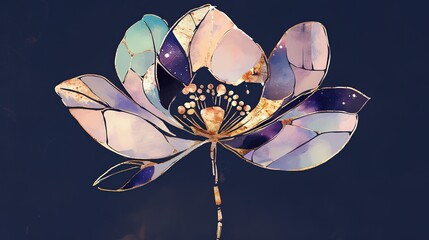 Beautiful flowers created with painted paints and gold leaf, ultra-realistic and highly detailed. Surreal, fantastical, cinematic feel. Harmonious color palette and magical composition.