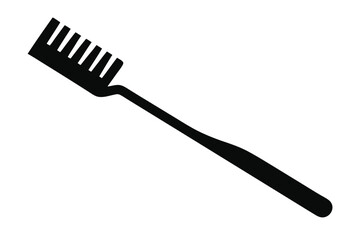 Simple Black Toothbrush with Bristles and Handle, Dental Hygiene Icon Design
