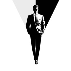 vector silhouette of a man in a business suit on a white background .Generative AI