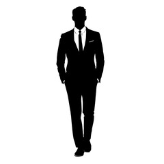 vector silhouette of a man in a business suit on a white background .Generative AI