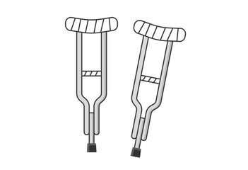 Crutches (Underarm Crutch) Illustration A simple illustration of crutches, commonly used for injury recovery, bone fractures, post-surgery rehabilitation, or fall prevention due to osteoporosis.