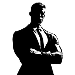 vector silhouette of a man in a business suit on a white background .Generative AI