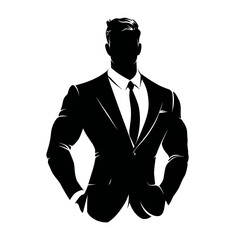 vector silhouette of a man in a business suit on a white background .Generative AI