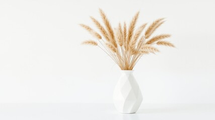 Dried Pampas Flowers in White Ceramic Vase