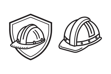 Construction safety helmet icon. Simple outline style. Hard hat, worker cap, protect and safe concept. Thin line vector illustration design isolated on white background. EPS 10