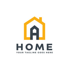 Abstract real estate company house logo design vector illustration