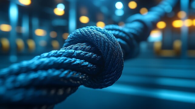 Blue Rope Knot with Industrial Background.