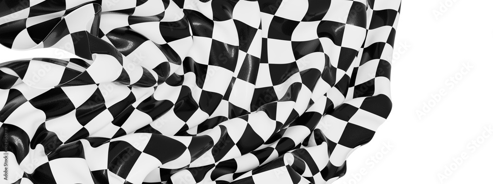 Poster high-resolution image of a crumpled checkered flag, perfect for backgrounds or design elements. raci