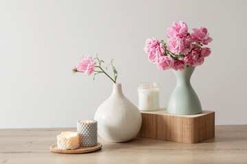 eco-friendly flower arrangement in a vase in light natural tones