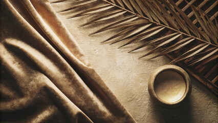 Macro closeup of old brown fabric textured and vintage decoration